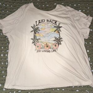 Old Navy Cream Graphic Tee - Laid Back and Loving Life